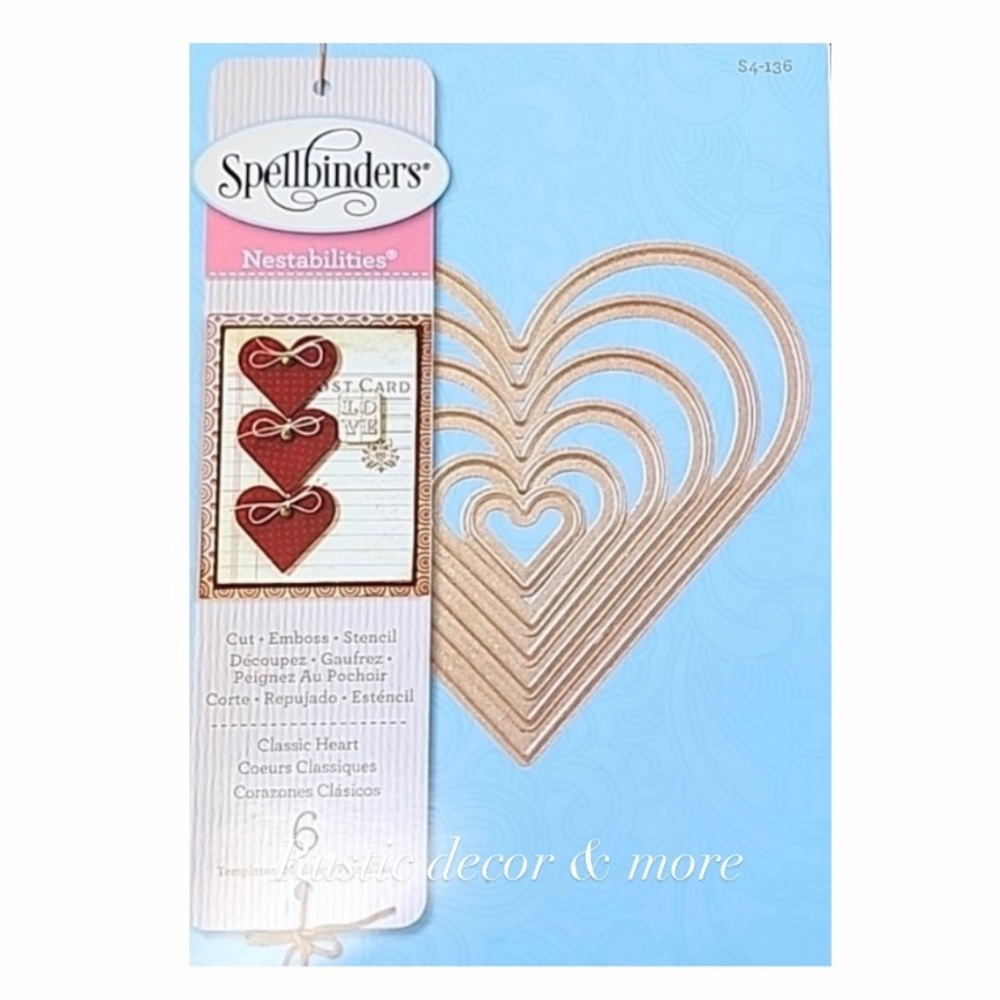 Spellbinders Classic Heart Dies, 
Cut, Emboss, & Stencil.